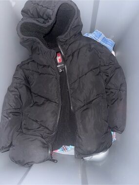 K-Swiss Kids Black Hooded Puffer Jacket